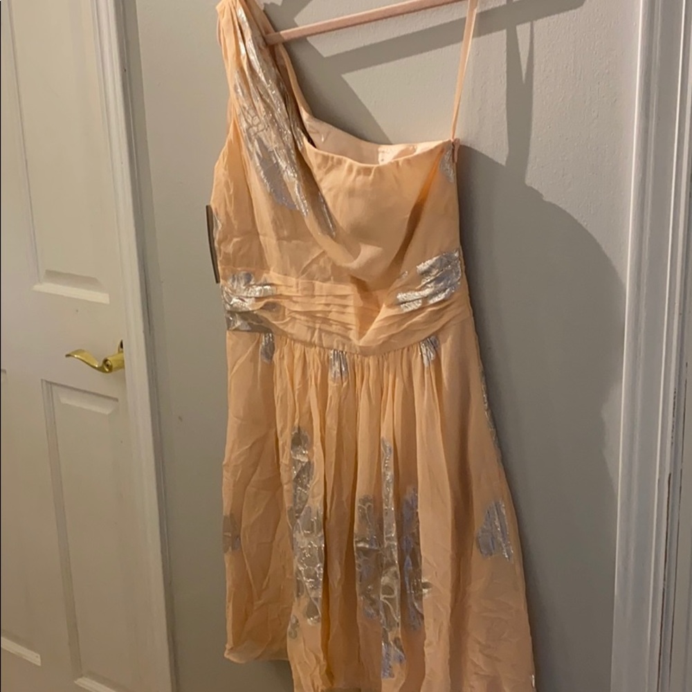 ELIZA J silk one shoulder blush party dress